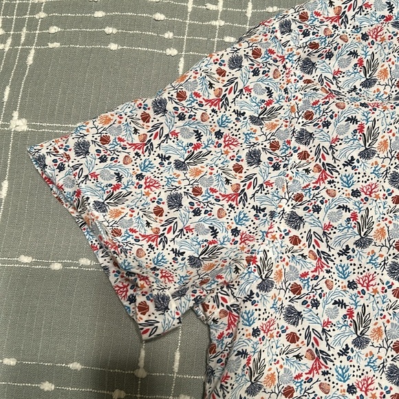 ZARA Slim Fit Nautical Seashell Shirt Mens M Colorful Short Sleeve Cotton - Picture 3 of 9